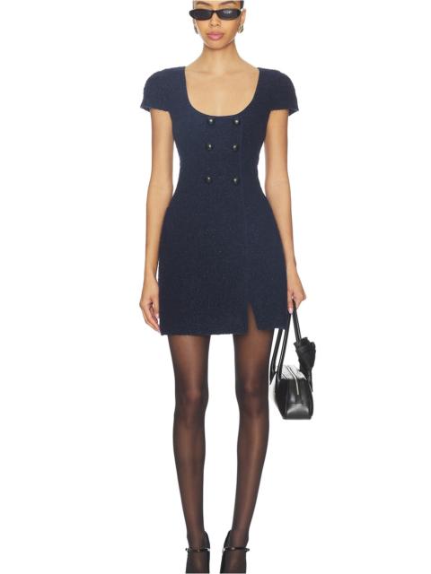 self-portrait Navy Textured Boucle Mini Dress