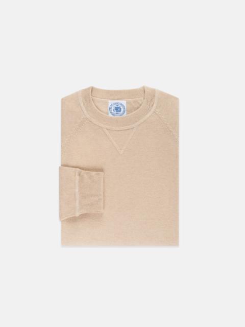 J. PRESS TAN COTTON/WOOL CREWNECK SWEATSHIRT - TRIM FIT