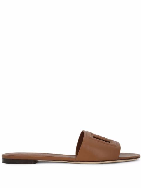 Dolce & Gabbana Dolce & Gabbana Women Dg Logo Leather Flat Sandals