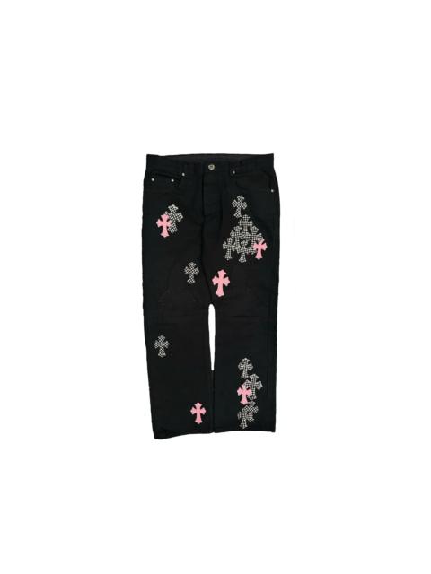 Chrome Hearts Chrome Hearts Pink & Checkered Cross Patch Fleurknee Jeans