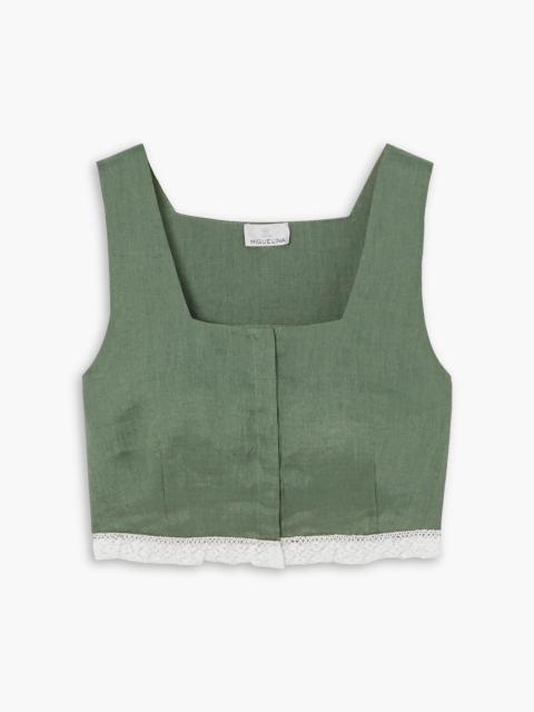 Other Designers Billie cropped crochet-trimmed linen top