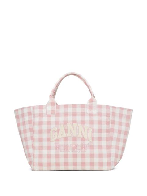 GANNI Vichy Check Tote XXL