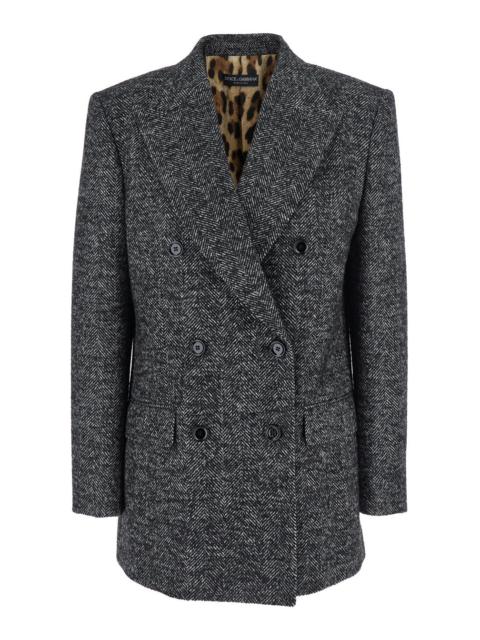 Dolce & Gabbana Dolce & Gabbana Women Grey Double-Breasted Jacket With Peak Revers In Wool Blend Woman