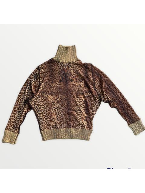 Jean Paul Gaultier Vintage JPG Leopard Sheer Mesh Wool Turtle Neck