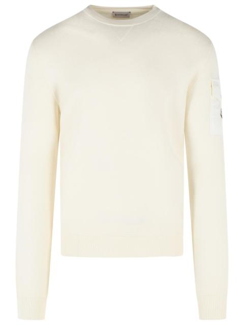 Moncler Moncler TRICOT Virgin Wool Sweatshirt Ivory White