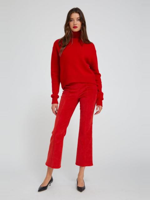 SPRWMN RED CORDUROY ANKLE FLARE WITH PRINCESS SEAMS