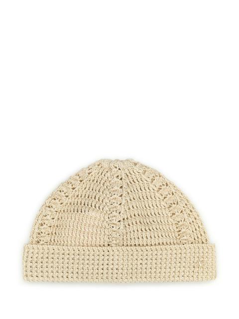 Valentino Sand cotton Knitted VLogo Signature beanie hat