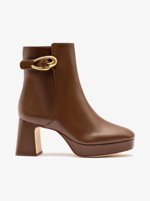Larroudé Dolly Verona Low Boot In Burnt Umber Leather