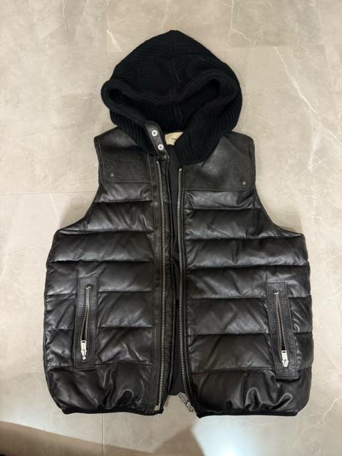 JOHNUNDERCOVER Undercover Leather Down Filled Quilted Knit Wool Hood Puffervest