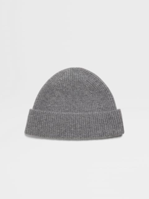 ZEGNA GREY MÉLANGE OASI CASHMERE BEANIE