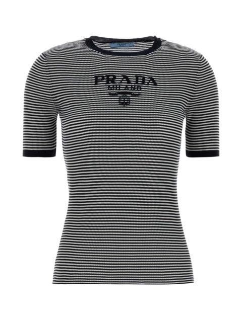 Prada Prada Women Embroidered Silk T-Shirt