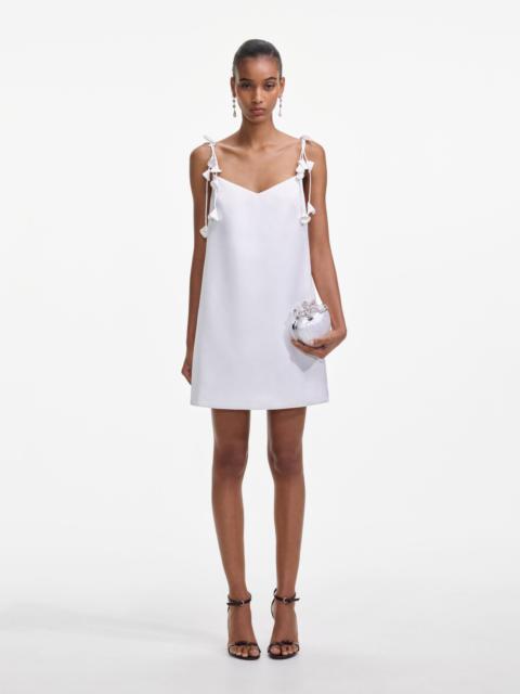 self-portrait White Satin Flower Mini Dress