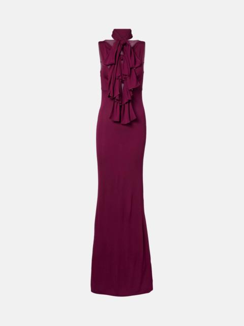 Alaïa Bow-detail halterneck jersey gown