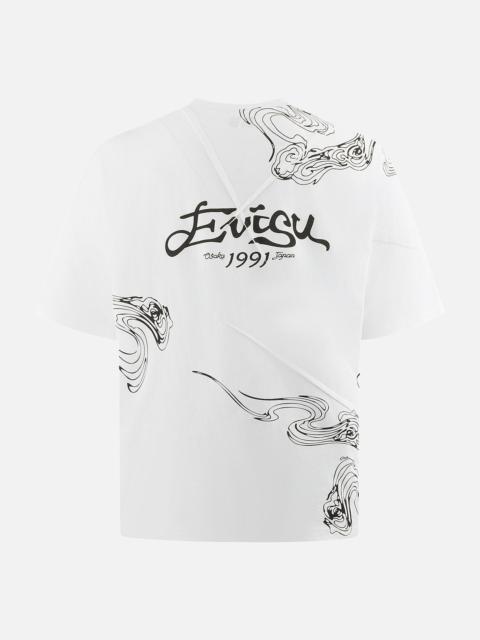 EVISU Auspicious Cloud and Logo Print Loose Fit T-Shirt