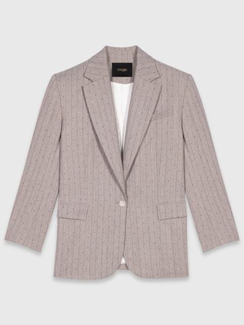maje Rhinestone striped suit blazer