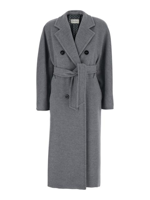 Max Mara Max Mara Women 'Madame' Grey Double-Breasted Coat With Notched Revers And Front Belt In Wool And Cas