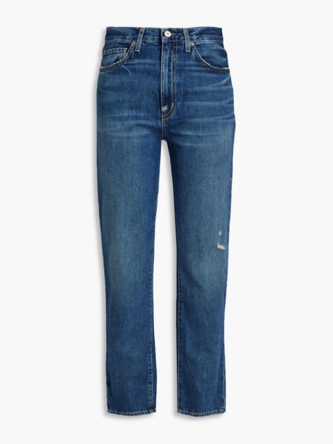 NILI LOTAN Distressed high-rise straight-leg jeans