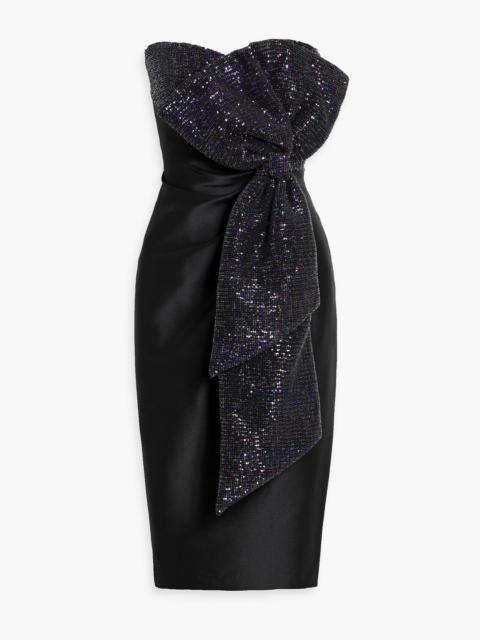 Other Designers Strapless sequin-embellished satin-twill midi dress