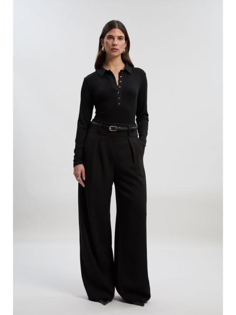 KAREN MILLEN Petite Compact Stretch Essential Tailored Wide Leg Trouser