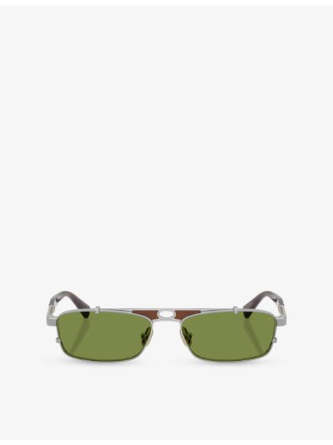 Brunello Cucinelli BC2010ST Paloma Rectangular-Frame Metal Sunglasses