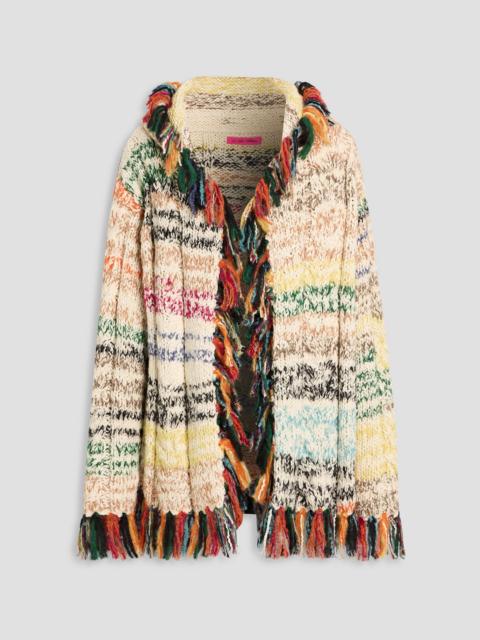 The Elder Statesman Run Ragged jacquard-knit cotton-blend hooded cardigan