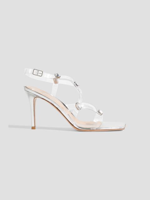 Gianvito Rossi Crystal-embellished mirrored leather and PVC sandals