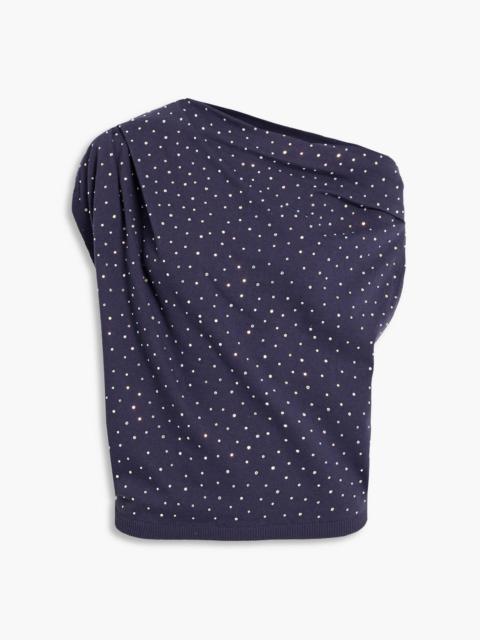 THE SEI Draped crystal-embellished cotton top