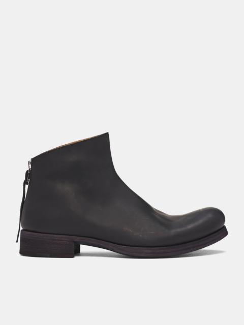 M.A+ Black Leather Back Zip Boots