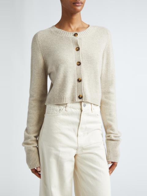Loulou de Saison LOULOU DE SAISON Zephir Crop Cashmere Cardigan in Beige Melange at Nordstrom