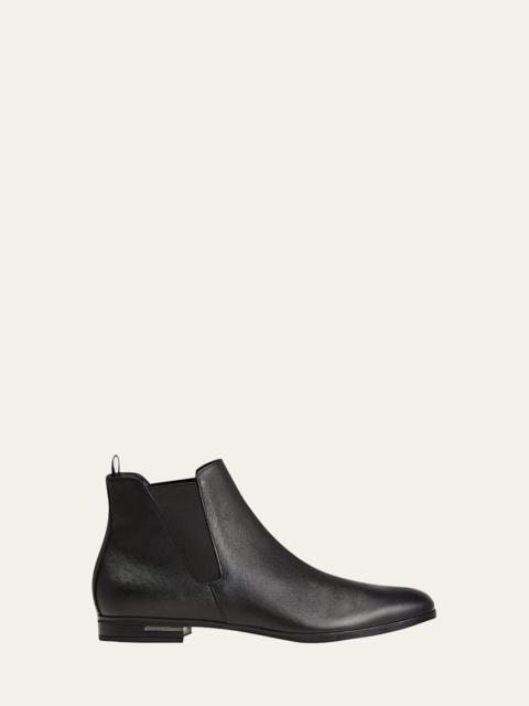 Prada Saffiano Leather Chelsea Boots, Black