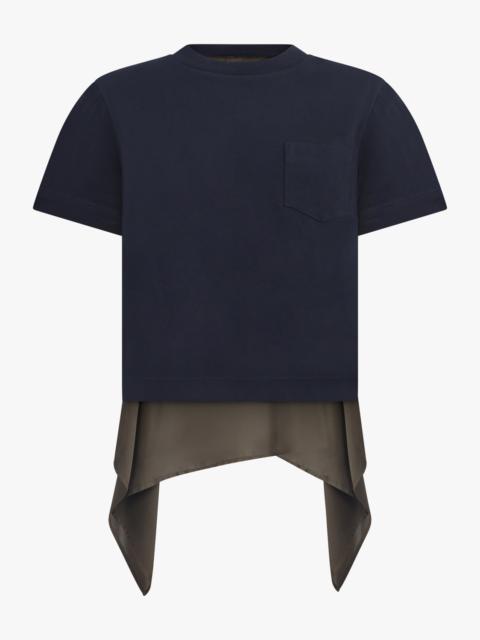 sacai S/S T-SHIRT WITH ATTACHED DRAPE PANELS | BLACK/KHAKI
