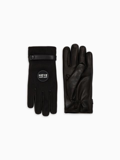 GIORGIO ARMANI GIORGIO ARMANI NEVE NAPPA-LEATHER AND TECHNICAL NYLON GLOVES