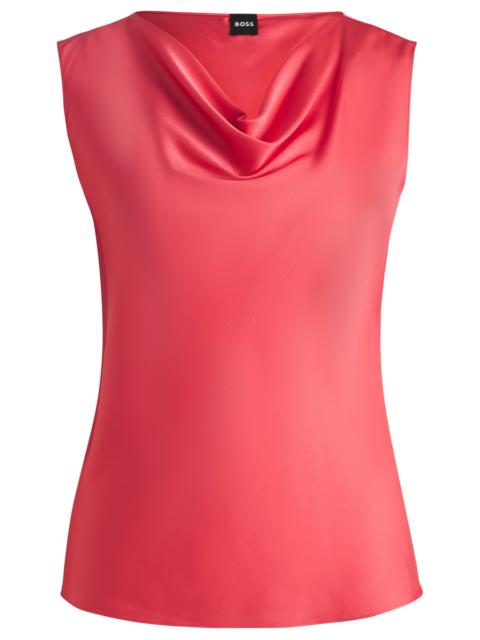BOSS SLEEVELESS COWL-NECK BLOUSE IN STRETCH SILK