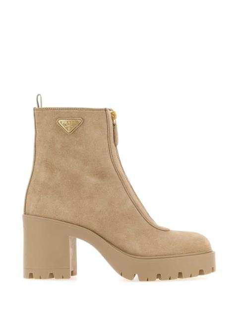 Prada Prada Women Beige Suede Ankle Boots