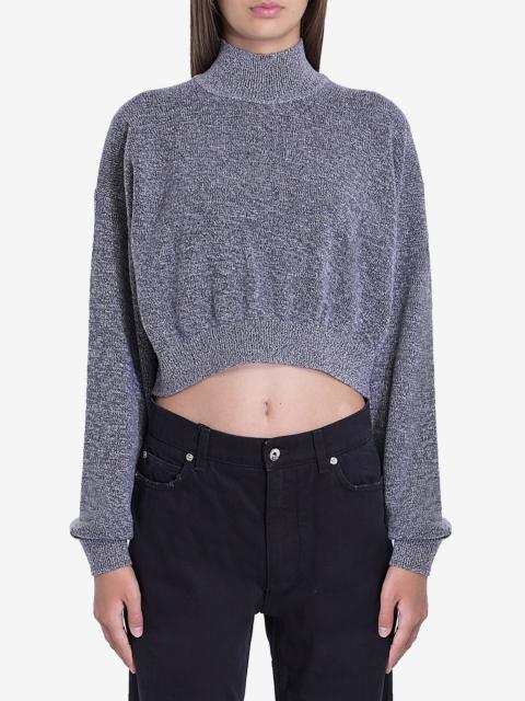 Cropped sweater with embossed logo