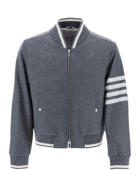 Thom Browne 4 Bar Varsity Jacket In Wool Mel