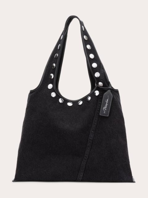 3.1 Phillip Lim Market Stud-Embellished Washed Denim Tote