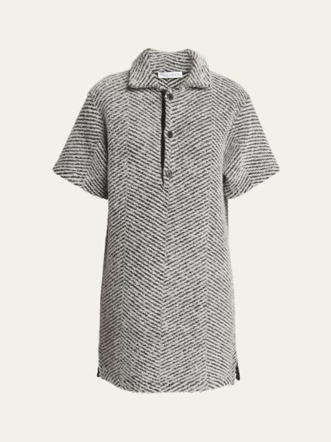 Short Sleeve Wool Polo Mini Dress