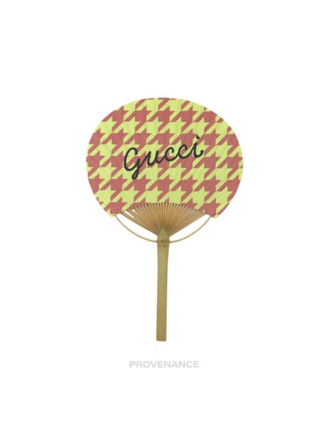 Gucci Logo Bamboo Hand Fan - Houndstooth Pink Yellow