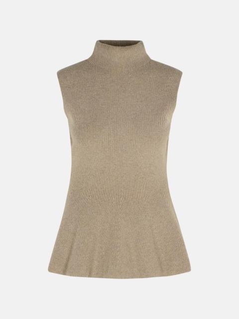 'SCULPTURAL' 'TAUPE MELANGE' CASHMERE BLEND TANK TOP