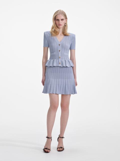 self-portrait Blue Knit Peplum Mini Dress