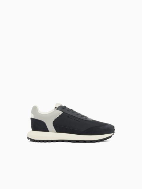 EMPORIO ARMANI CORDURA SNEAKERS WITH SUEDE DETAILS AND SIDE LOGO