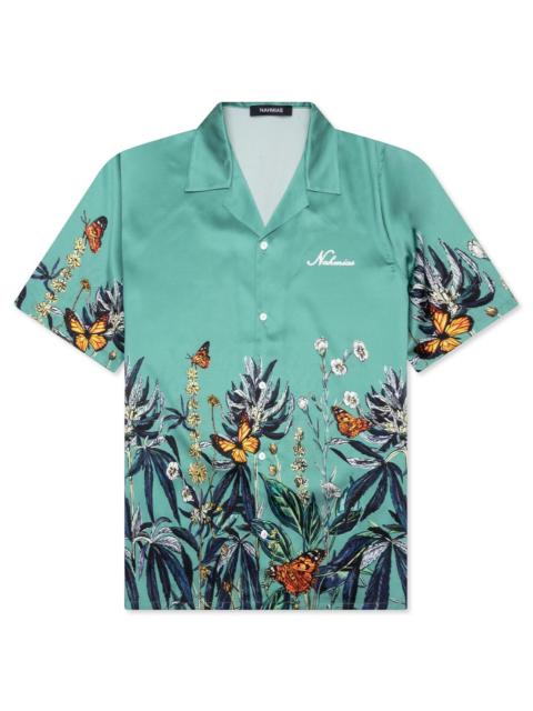 NAHMIAS BOTANICAL SILK S/S SHIRT - OCEAN BOTANICAL