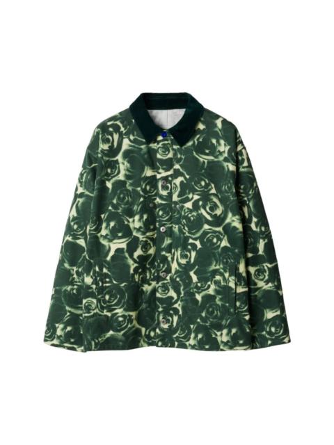 Burberry Rose Print Cotton Shirt Jacket