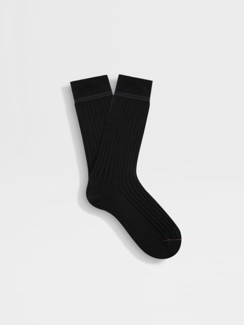 ZEGNA BLACK COTTON SOCKS