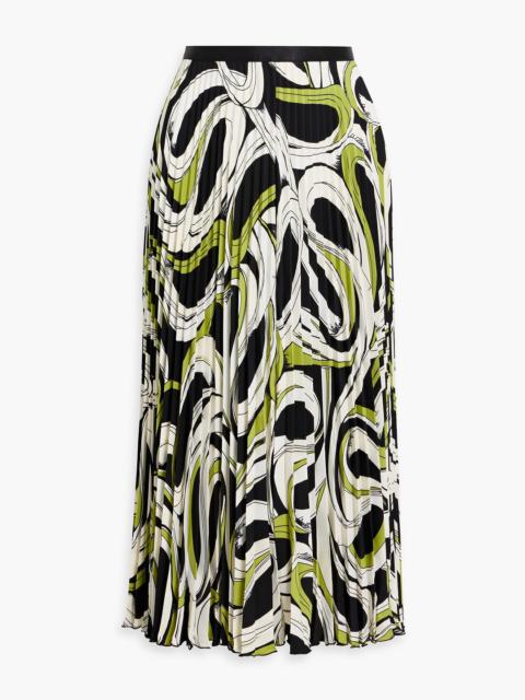 DIANE VON FURSTENBERG Mykola pleated printed crepe midi skirt