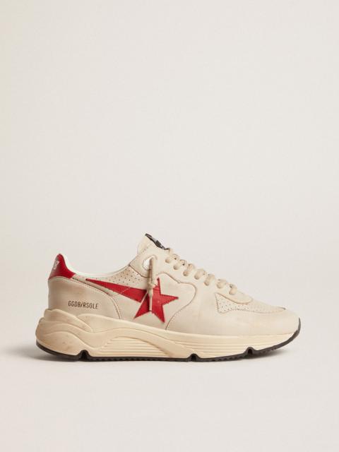 Golden Goose Running Sole in gray nappa leather with red nappa leather star and heel tab