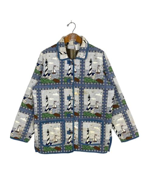 Other Designers Vintage - Vtg Blair Nautical Sailboat Lighthouse Tapestry Jacket Lined