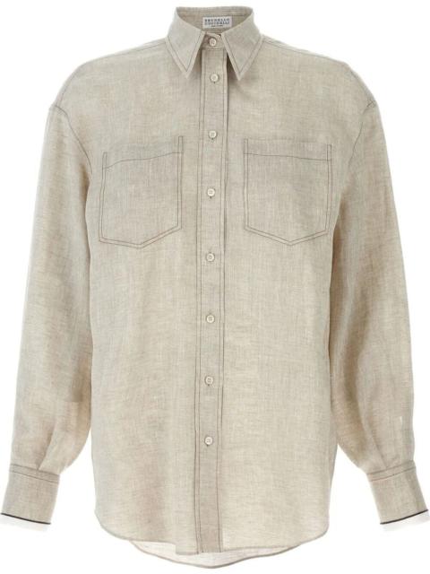 Brunello Cucinelli Women Linen Shirt With `Shiny` Cuffs