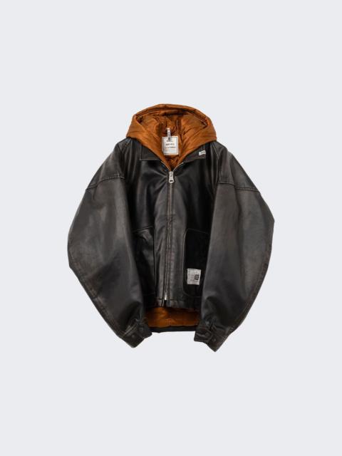 Maison MIHARAYASUHIRO Hooded Vegan Leather Jacket Black